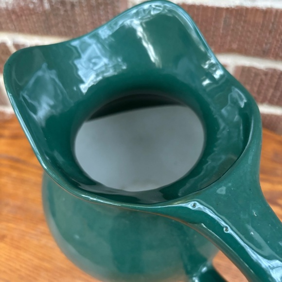 Ceramic hand thrown pottery handmade wide rim green vase pitcher - Picture 2 of 7